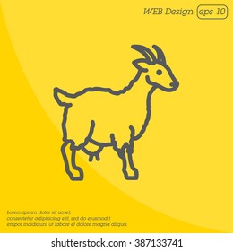 Web line icon. Goat, livestock