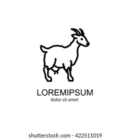 Web line icon. Goat, livestock