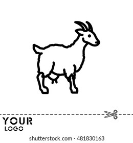 Web line icon. Goat, livestock