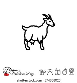 Web line icon. Goat, livestock