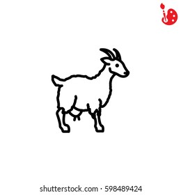 Web line icon. Goat, livestock