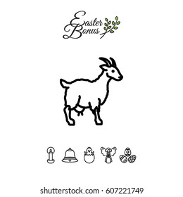 Web line icon. Goat, livestock