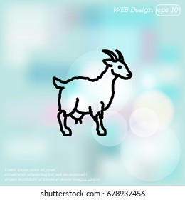 Web line icon. Goat, livestock