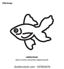 Web line icon. Gold fish.