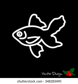 Web line icon. Gold fish.