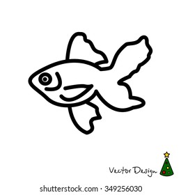 Web line icon. Gold fish.