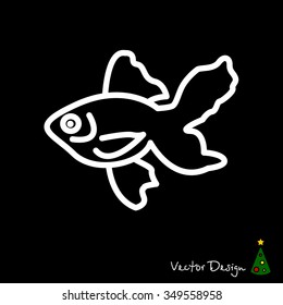 Web line icon. Gold fish.