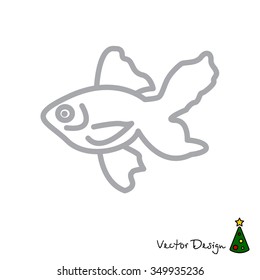 Web line icon. Gold fish.