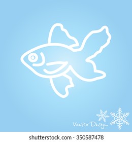 Web line icon. Gold fish.