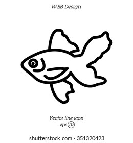 Web line icon. Gold fish.