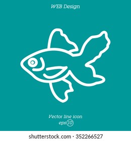 Web line icon. Gold fish.