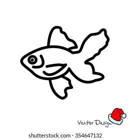 Web line icon. Gold fish.