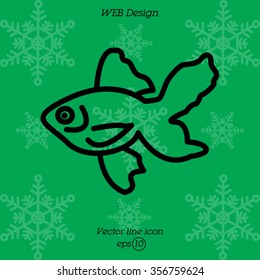 Web line icon. Gold fish.