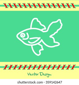 Web line icon. Gold fish.