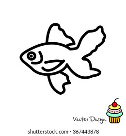 Web line icon. Gold fish.