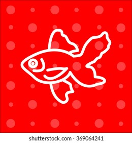Web line icon. Gold fish.