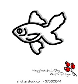 Web line icon. Gold fish.