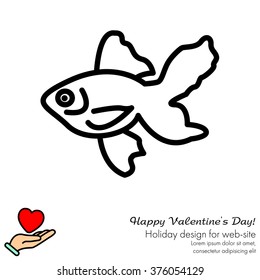 Web line icon. Gold fish.