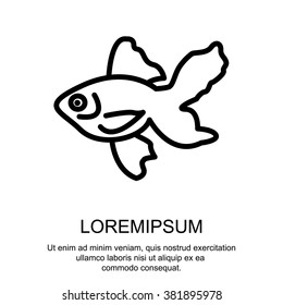Web line icon. Gold fish.