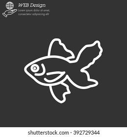 Web line icon. Gold fish.