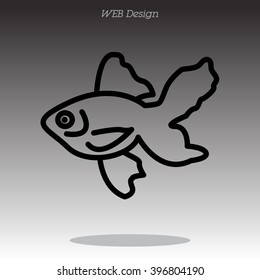 Web line icon. Gold fish.