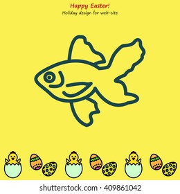 Web line icon. Gold fish.