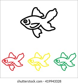 Web line icon. Gold fish.
