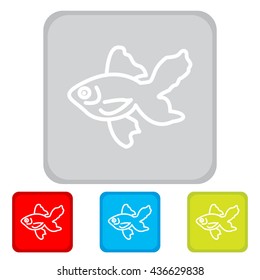 Web line icon. Gold fish.