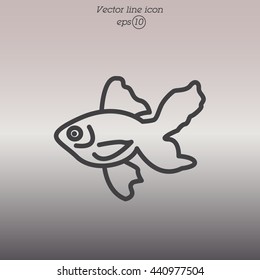 Web line icon. Gold fish.