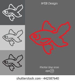 Web line icon. Gold fish.