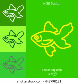 Web line icon. Gold fish.