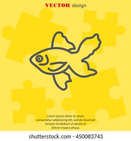 Web line icon. Gold fish.
