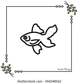 Web line icon. Gold fish.