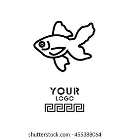 Web line icon. Gold fish.