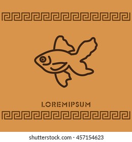 Web line icon. Gold fish.