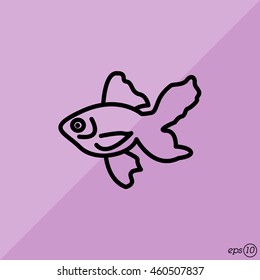 Web line icon. Gold fish.