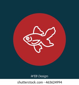 Web line icon. Gold fish.