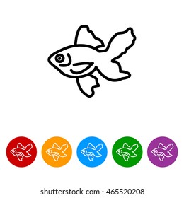 Web line icon. Gold fish.