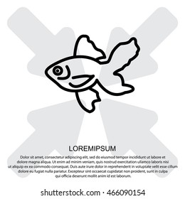 Web line icon. Gold fish.