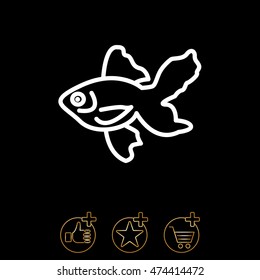 Web line icon. Gold fish.