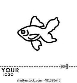 Web line icon. Gold fish.