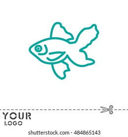 Web line icon. Gold fish.