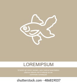 Web line icon. Gold fish.