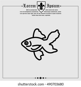 Web line icon. Gold fish.
