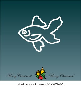 Web line icon. Gold fish.