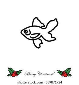 Web line icon. Gold fish.