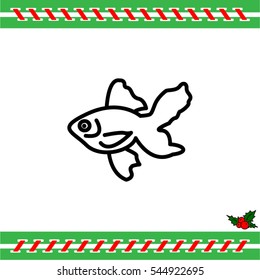 Web line icon. Gold fish.