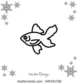 Web line icon. Gold fish.