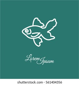 Web line icon. Gold fish.