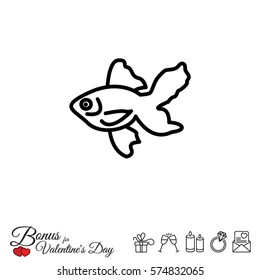Web line icon. Gold fish.